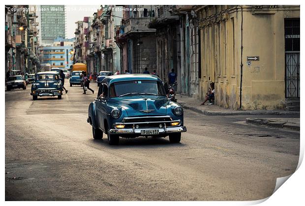  Dusk on the streets of Havana Print by Jason Wells