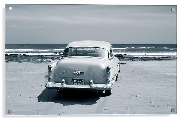 Car on Beach Duotone Acrylic by james balzano, jr.