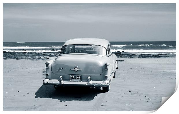 Car on Beach Duotone Print by james balzano, jr.