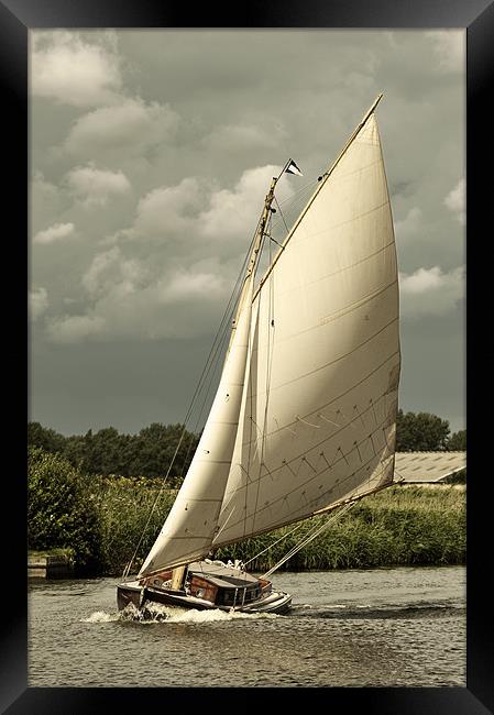 Yacht in full sail Framed Print by Stephen Mole