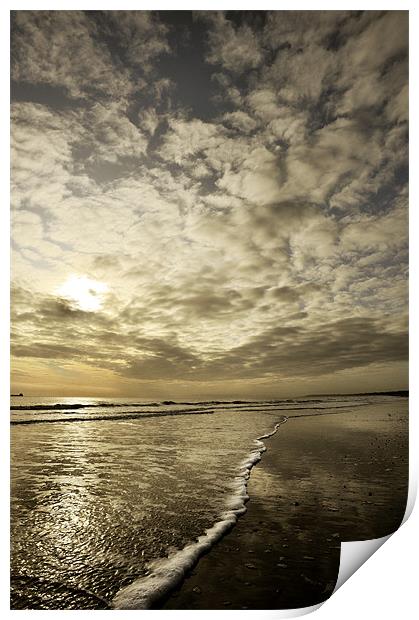 Low sun on Gorleston Beach Print by Stephen Mole