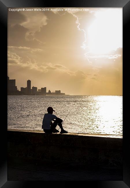  Boy fishes in Havana Framed Print by Jason Wells