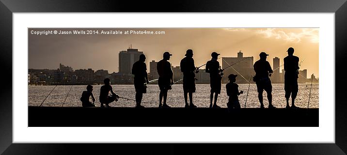  Men fishing in Havana Framed Mounted Print by Jason Wells