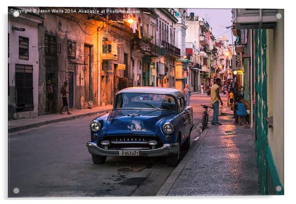  Classical car parked on the road Acrylic by Jason Wells