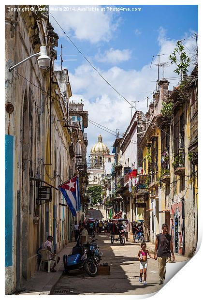  Street in Havana leading to the Capitol Print by Jason Wells