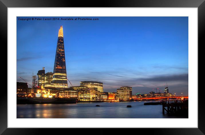  The Shard at Sunset. Framed Mounted Print by Peter Carroll