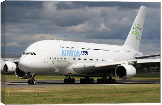 Airbus A380 at Farnborough 2008  Canvas Print by Oxon Images