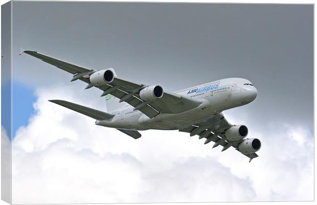 Airbus A380 at Farnborough 2008  Canvas Print by Oxon Images
