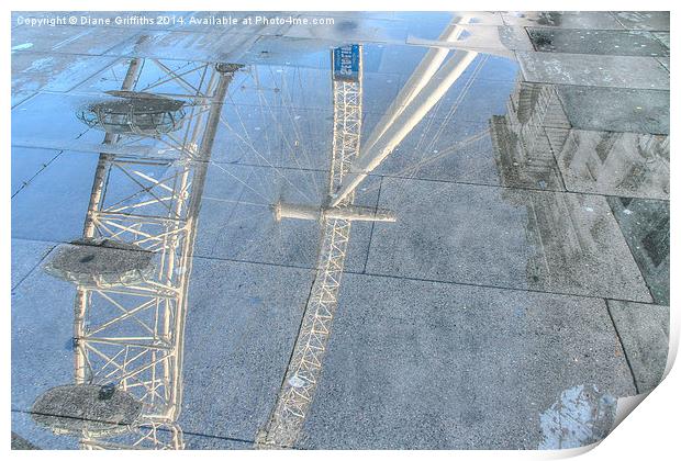   The London Eye Reflection Print by Diane Griffiths