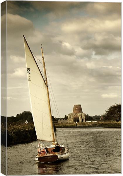 Up river to St Benets Abbey Canvas Print by Stephen Mole