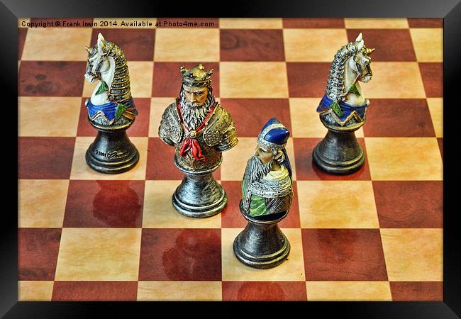  A Few Chess Pieces on a chess board Framed Print by Frank Irwin