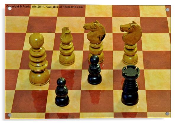  A Few old style Chess Pieces on a chess board Acrylic by Frank Irwin