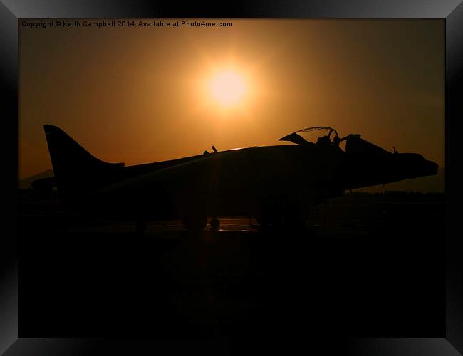  RAF Harrier ZD402 at dawn Framed Print by Keith Campbell