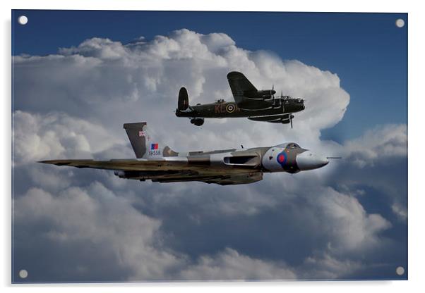 Lancaster and Vulcan  Acrylic by J Biggadike