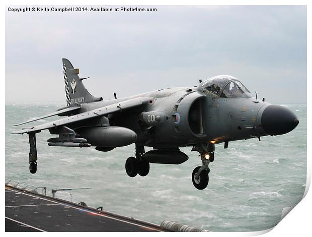  Sea Harrier ZH796 hovering Print by Keith Campbell