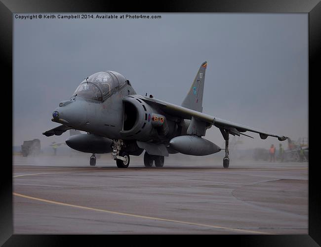  RAF Harrier ZH659 taxies out. Framed Print by Keith Campbell
