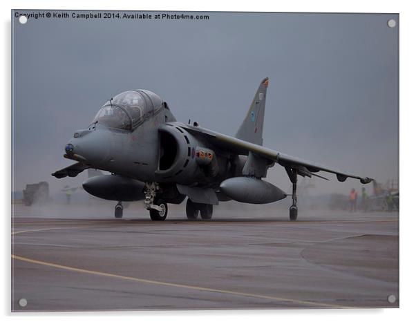  RAF Harrier ZH659 taxies out. Acrylic by Keith Campbell