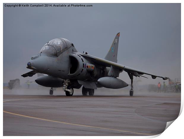  RAF Harrier ZH659 taxies out. Print by Keith Campbell