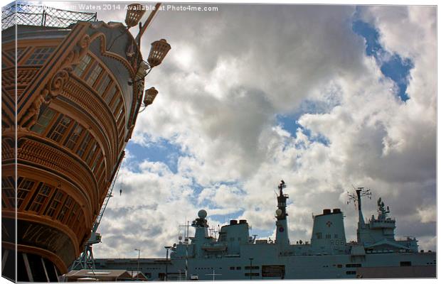  HMS Victory Overlooking HMS Illustrious Canvas Print by Terri Waters