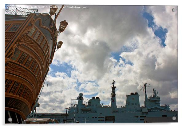 HMS Victory Overlooking HMS Illustrious Acrylic by Terri Waters