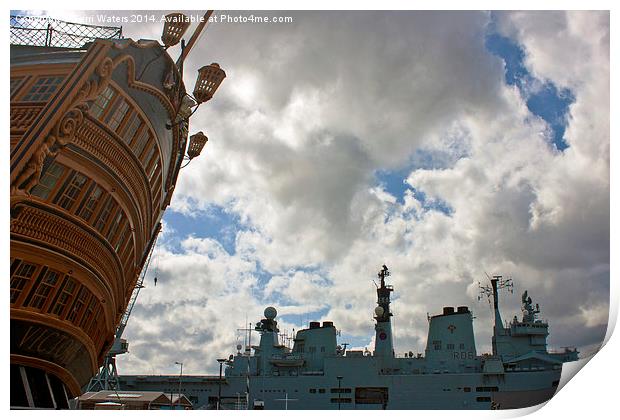  HMS Victory Overlooking HMS Illustrious Print by Terri Waters