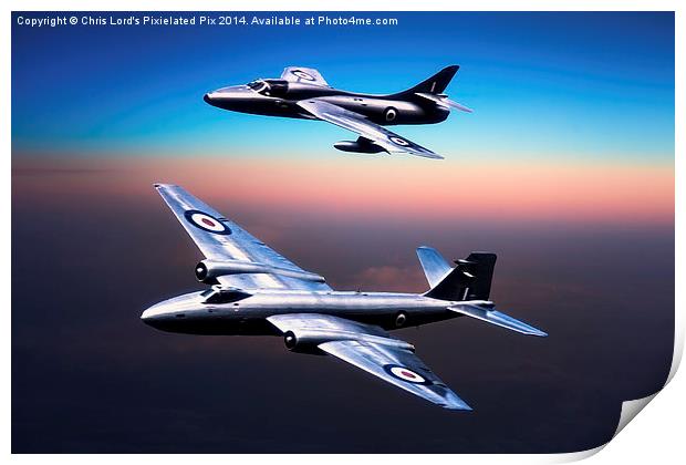 Canberra and Hawker Hunter Print by Chris Lord