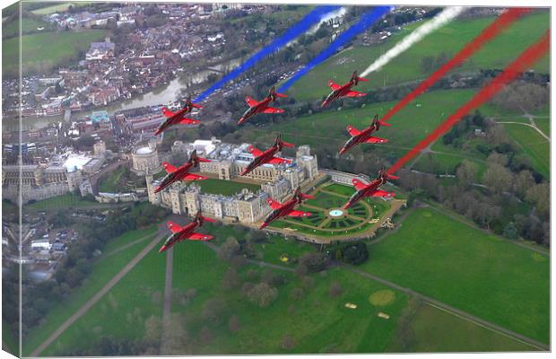 Red Arrows over Windsor Castle  Canvas Print by Oxon Images