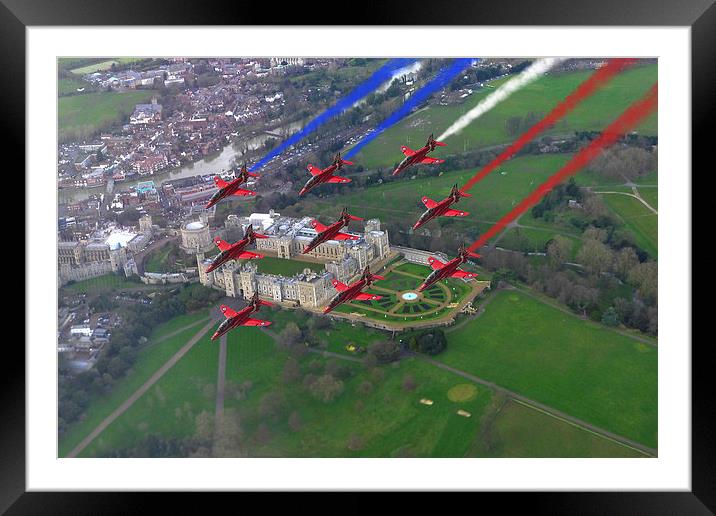 Red Arrows over Windsor Castle  Framed Mounted Print by Oxon Images