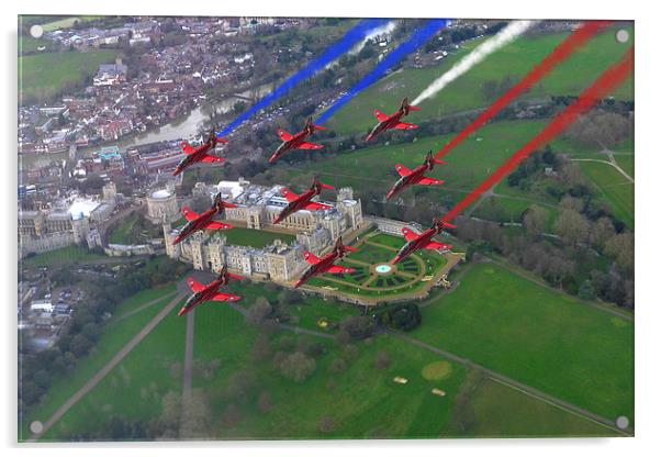 Red Arrows over Windsor Castle  Acrylic by Oxon Images