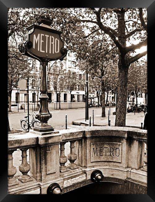 Metro Franklin Roosevelt - Paris - Vintage Sign an Framed Print by Carlos Alkmin