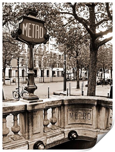 Metro Franklin Roosevelt - Paris - Vintage Sign an Print by Carlos Alkmin