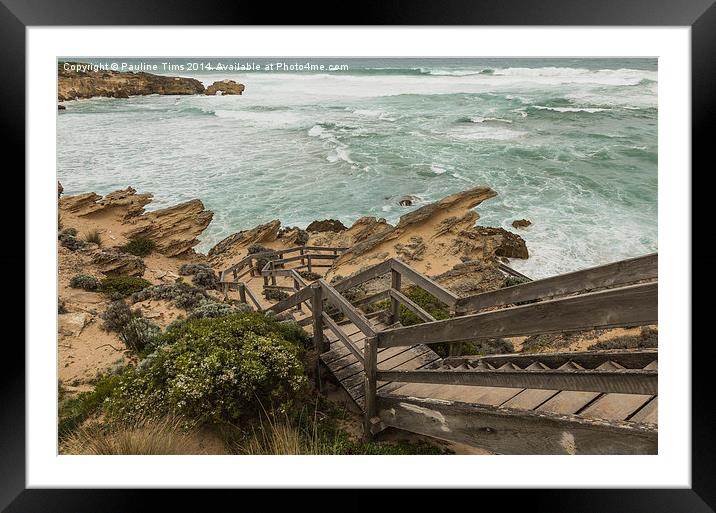  Stairway to the Sea at Blairgowrie, Victoria, Aus Framed Mounted Print by Pauline Tims