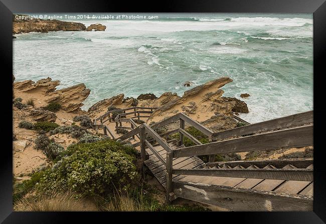  Stairway to the Sea at Blairgowrie, Victoria, Aus Framed Print by Pauline Tims