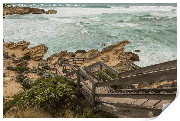  Stairway to the Sea at Blairgowrie, Victoria, Aus Print by Pauline Tims