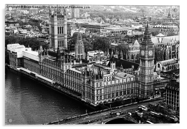  Parliament from the London Eye Monochrome Acrylic by Brian Garner