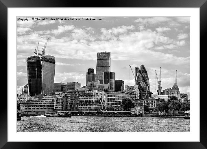  London skyline in mono Framed Mounted Print by Thanet Photos