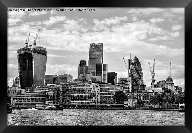  London skyline in mono Framed Print by Thanet Photos