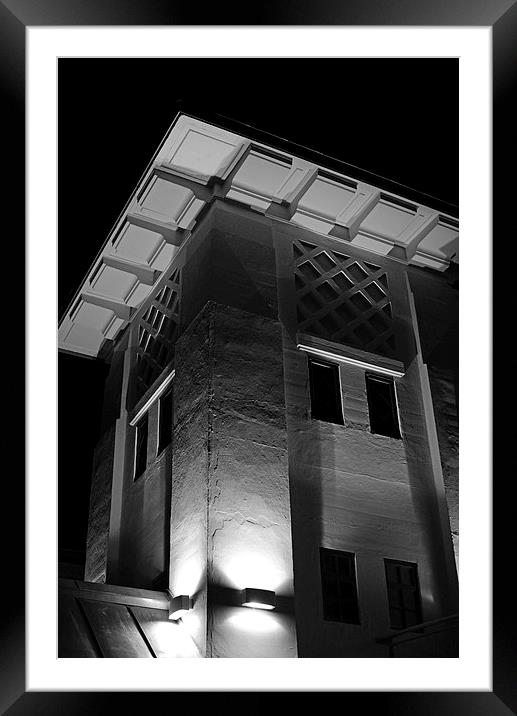 Penarth Pier Pavillion at night black and white Framed Mounted Print by Jonathan Evans