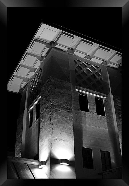 Penarth Pier Pavillion at night black and white Framed Print by Jonathan Evans