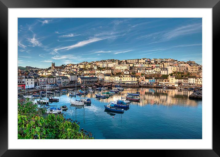  Brixham Harbour reflections early morning Framed Mounted Print by Rosie Spooner