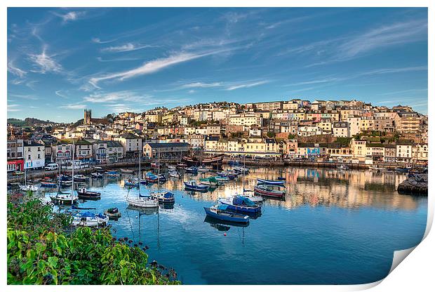  Brixham Harbour reflections early morning Print by Rosie Spooner