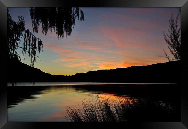 lake sunset Framed Print by Peter Righteous