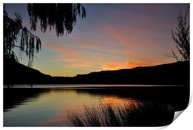 lake sunset Print by Peter Righteous