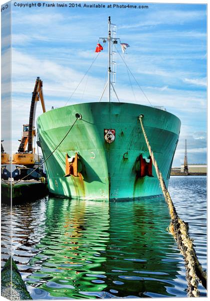  MV Arklow Rebel offloading cargo in Birkenhead Do Canvas Print by Frank Irwin