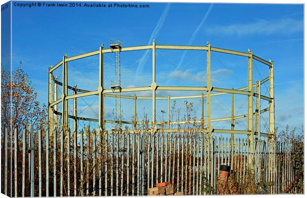  Partly demolished gas holder Canvas Print by Frank Irwin