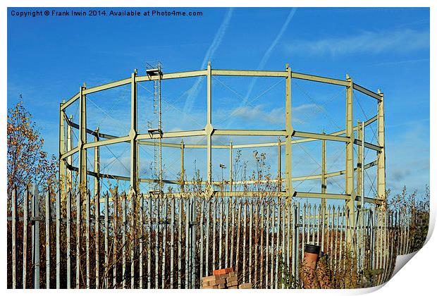  Partly demolished gas holder Print by Frank Irwin