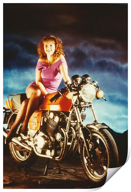  Girl On A Motorcycle Print by Malcolm Snook