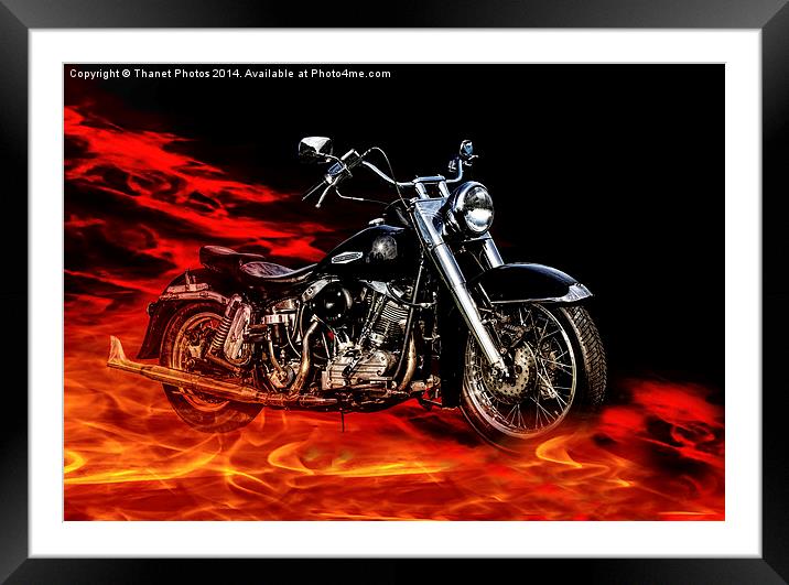  Harley Davidson in fire Framed Mounted Print by Thanet Photos