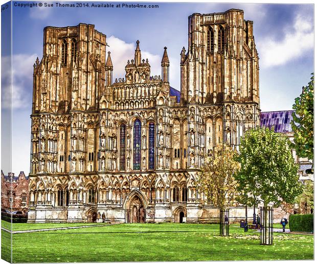 Wells Cathedral Canvas Print by Sue Thomas