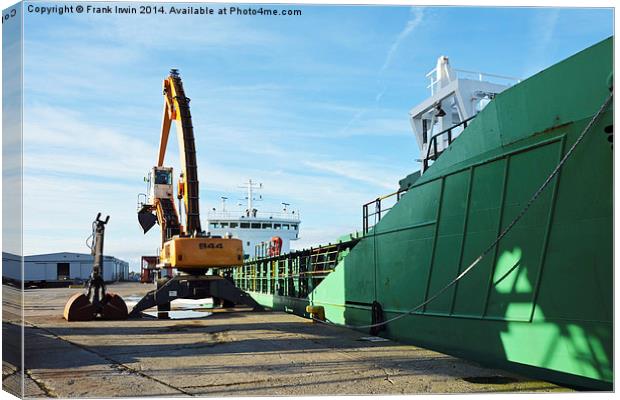  MV Arklow Rebel offloading cargo in Birkenhead Do Canvas Print by Frank Irwin